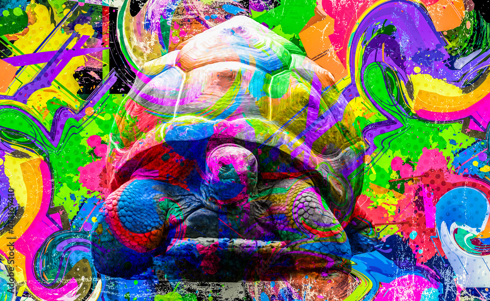 Fototapeta premium turtle with creative abstract element on background