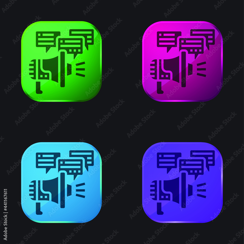 Advertisement four color glass button icon Advertisement four color glass button icon