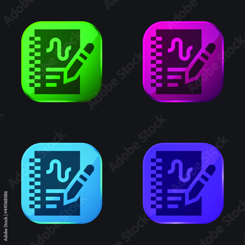 Analytics four color glass button icon