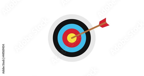arrow hitting target bullseye video animation. success business concept. goal hit perfect aim achievement animated.