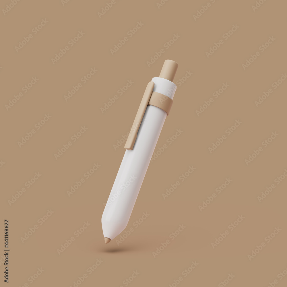 Ballpoint mechanical pen on pastel background. Simple 3d render illustration. Ballpoint mechanical pen on pastel background. Simple 3d render illustration.