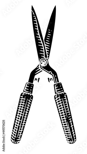 Garden Tool Hedge Trimmers Pruning Shears Woodcut
