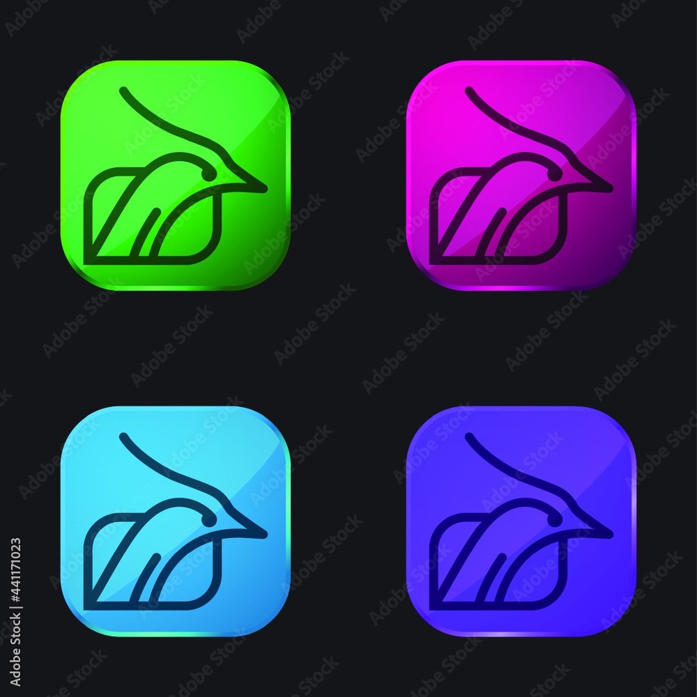 Bird Head Outline Inside A Shape Background four color glass button icon Bird Head Outline Inside A Shape Background four color glass button icon