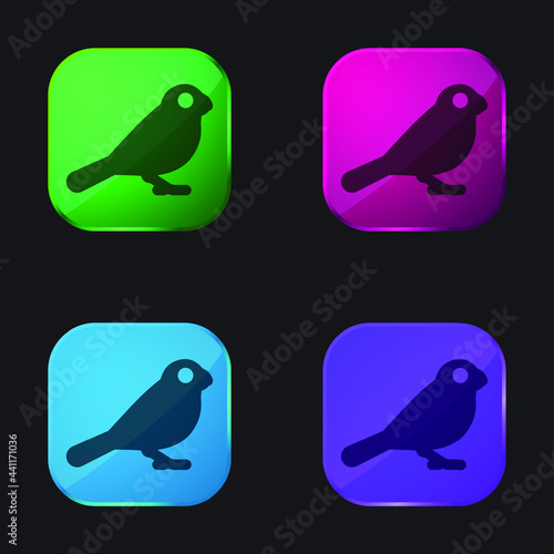 Bird four color glass button icon