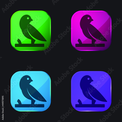 Bird On A Branch four color glass button icon
