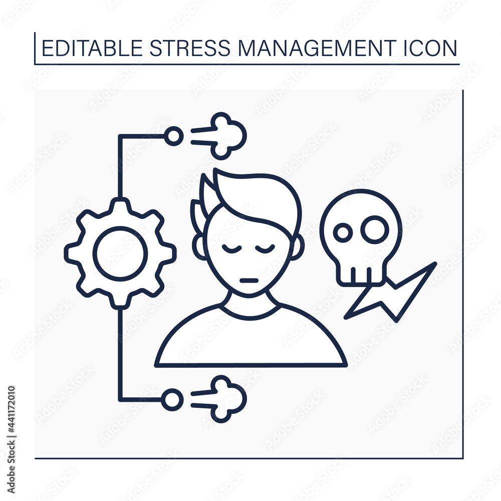 Stress management line icon. Controlling person stress level. Avoid stressful situations. Mental health concept. Isolated vector illustration. Editable stroke Stress management line icon. Controlling person stress level. Avoid stressful situations. Mental health concept. Isolated vector illustration. Editable stroke