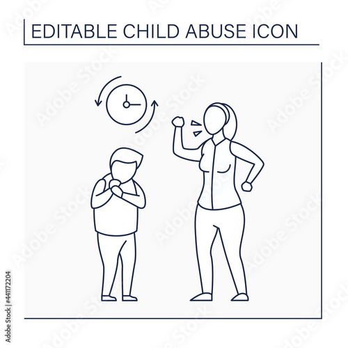 Frequent yelling line icon. Scandal. Threatening, bullying.Humiliation with words. Child abuse concept. Isolated vector illustration. Editable stroke