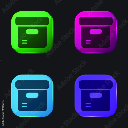 Box four color glass button icon