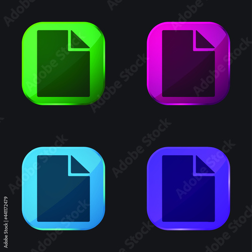Free Download Blank Document four color glass button icon - GFXLoad