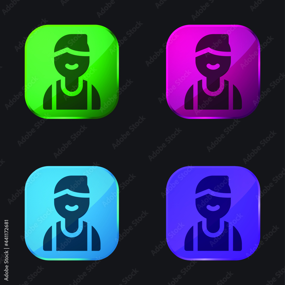 Boy four color glass button icon Boy four color glass button icon