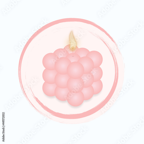 vector illustration of a burning bubble candle pink color, interior decor