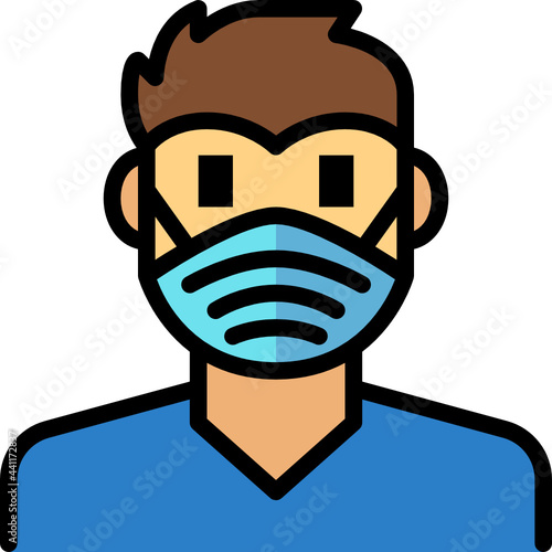 man wear hygienic mask color outline icon