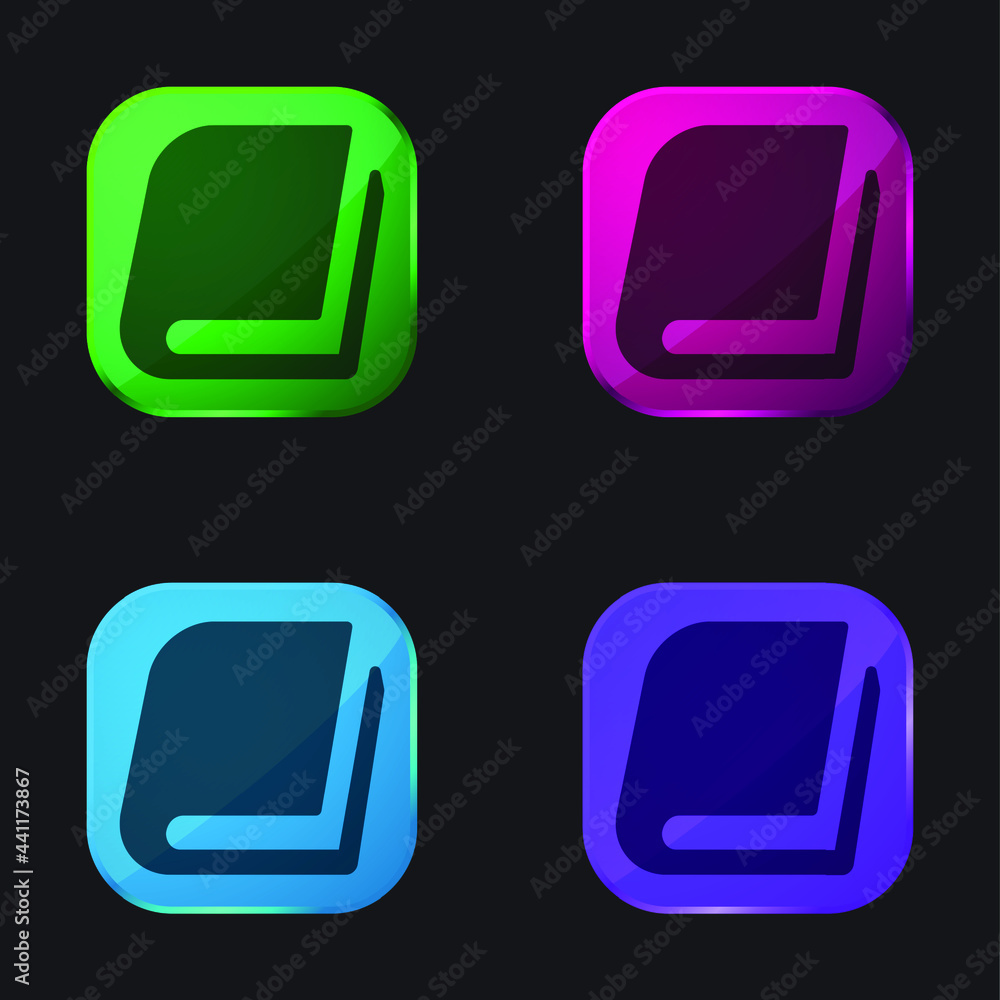Book four color glass button icon Book four color glass button icon