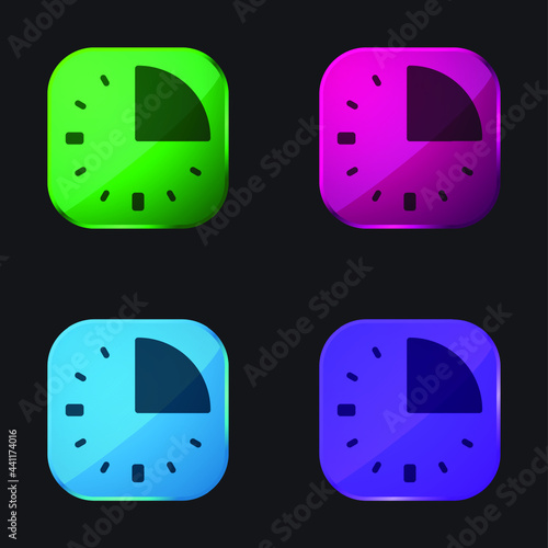 15 Minutes four color glass button icon