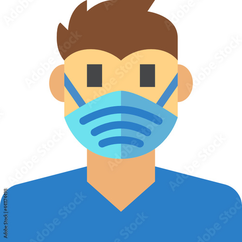 man wear hygienic mask flat icon