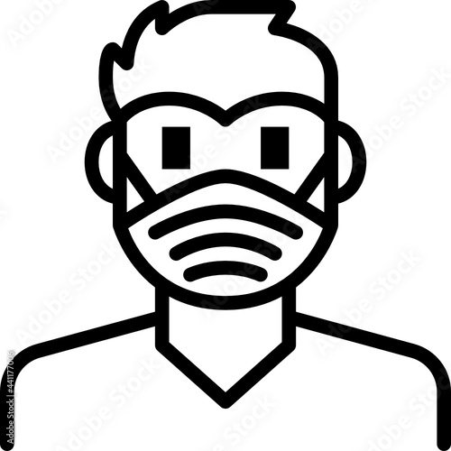 man wear hygienic mask outline icon