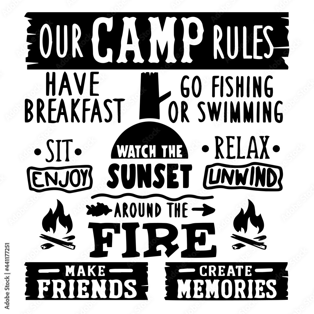 camping rules inspirational quotes, motivational positive quotes