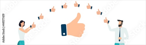 Customer review rating. People give review rating and feedback. Customer choice. Know your client concept. Rank rating stars feedback. Business satisfaction support. Flat vector illustration.