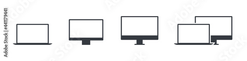 Vector gadgets set. Laptop and monitor icons. Technology icons. High quality icons