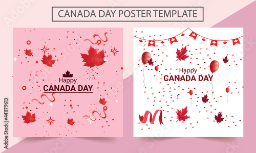 Canada Day Vector Illustration. Happy Canada Day Holiday Invitation Design. Greeting card with hand drawn calligraphy lettering.