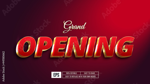 Grand opening text effect, editable text style