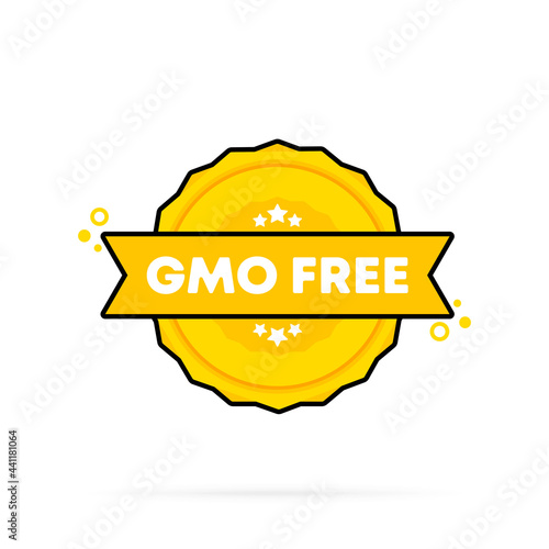 GMO free stamp. Vector. GMO free badge icon. Certified badge logo. Stamp Template. Label, Sticker, Icons. Vector EPS 10. Isolated on white background
