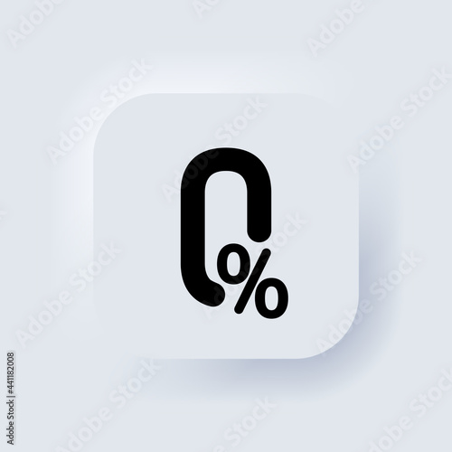 Zero percent. Zero fees icon. Commission zero percent line icons. Vector. Certificate icon. Neumorphic UI UX white user interface web button. Neumorphism. Vector EPS 10