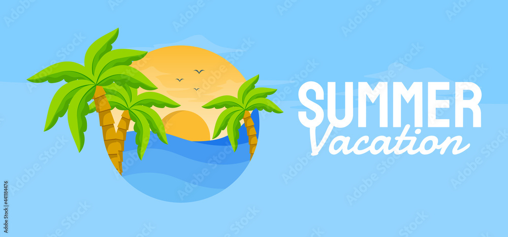 Naklejka premium Summer template for banner, social media, greeting card. vector illustration