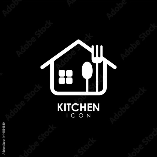 Spoon fork kitchen with home icon design