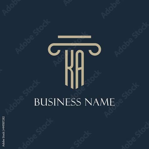 KA initial logo for lawyer, law firm, law office with pillar icon design