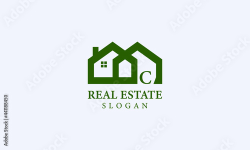 Alphabet C Real Estate Monogram Vector Logo Design, Letter C House Icon Template