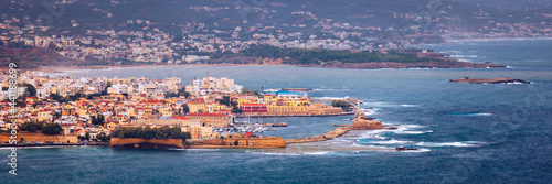 Old Venetian Harbour of Chania with fisihing Boats and Yachts in Crete  Greece. Chania  Crete  Greece. Chania is the second largest city of Crete and the capital of the Chania regional unit.