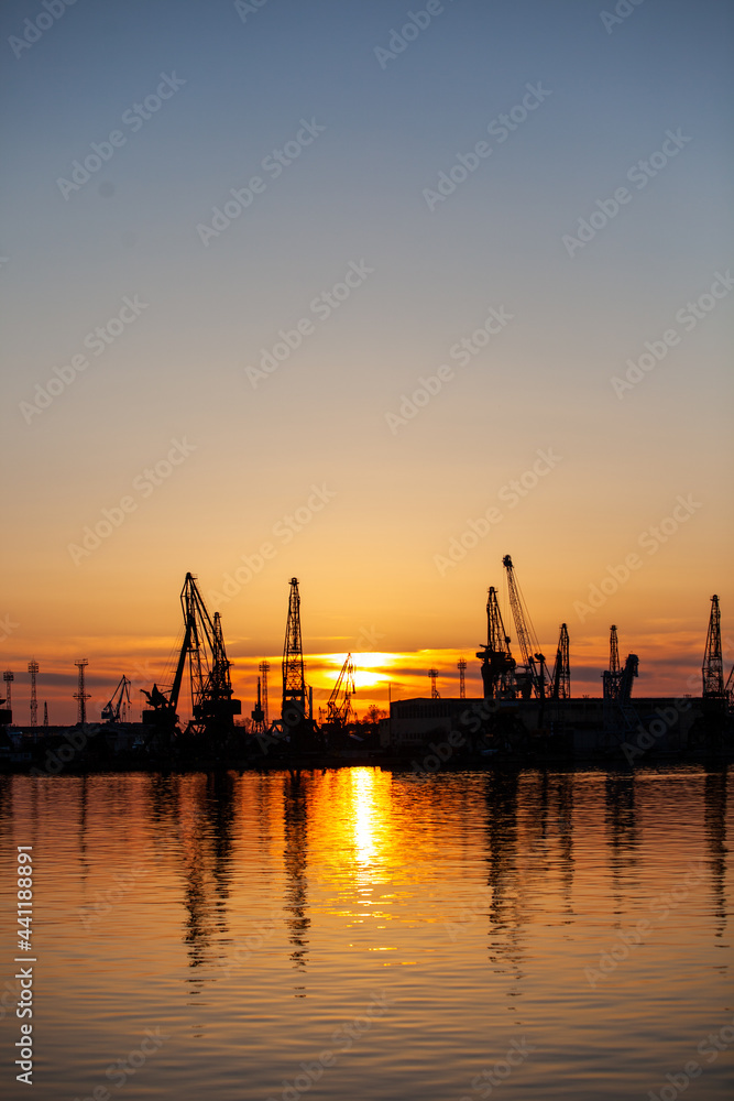 Sea Port  industry  sunset
