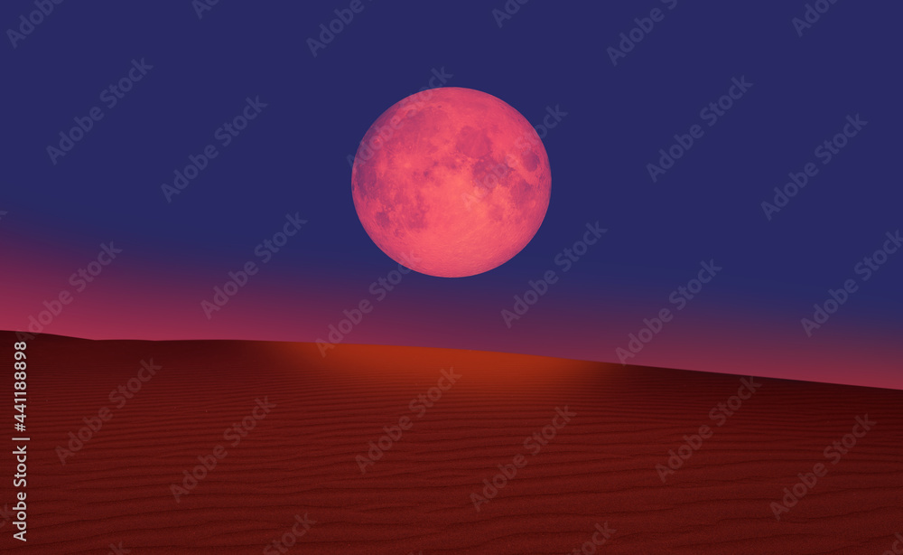 Lunar eclipse over the desert 