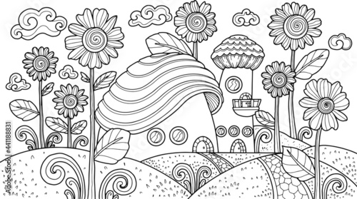 Fantasy Illustration for coloring page adult