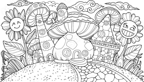 Fantasy Illustration for coloring page adult
