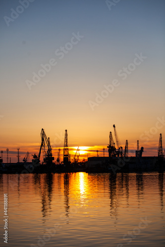 Sea Port industry sunset