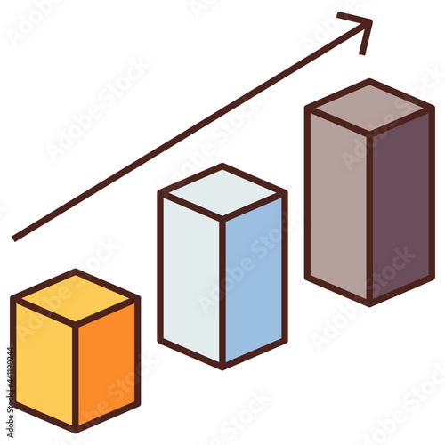 3D visualization Graph chart Concept Vector Color Icon design, additive manufacturing Symbol stock illustration, Data Analytics