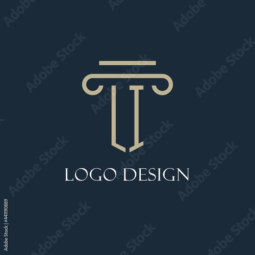 LI initial logo for lawyer, law firm, law office with pillar icon design