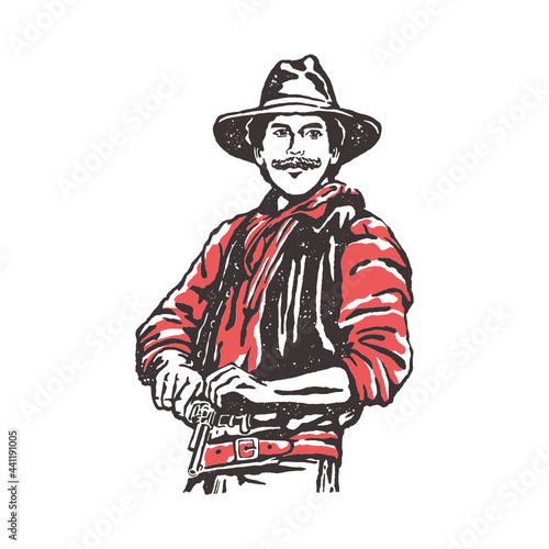 Cowboy holding gun illustration