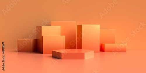 3D rendering of red geometry background