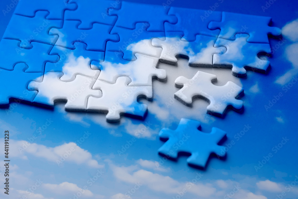 Cloud & social media icon on colorful jigsaw puzzle Cloud & social media icon on colorful jigsaw puzzle