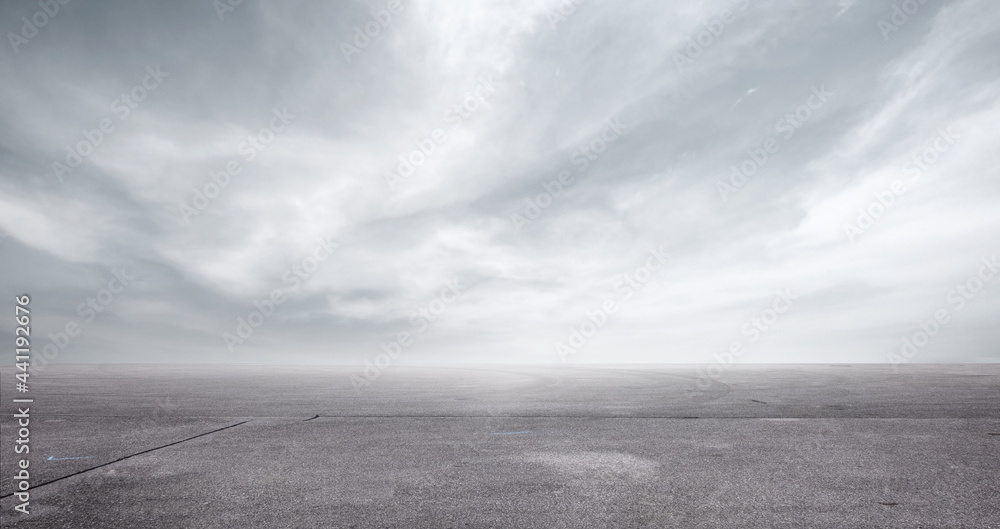 Panoramic Floor Background with Storm Clouds Dramatic Sky Horizon Landscape