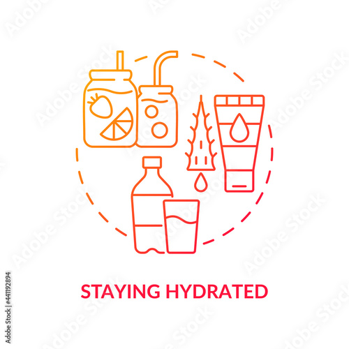 Staying hydrated concept icon. Heatstroke prevention abstract idea thin line illustration. Avoiding alcohol and coffee. Regulating body temperature. Vector isolated outline color drawing