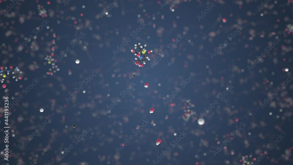 Amoxicillin molecule. Conceptual molecular model. Chemical looping 3d animation Amoxicillin molecule. Conceptual molecular model. Chemical looping 3d animation