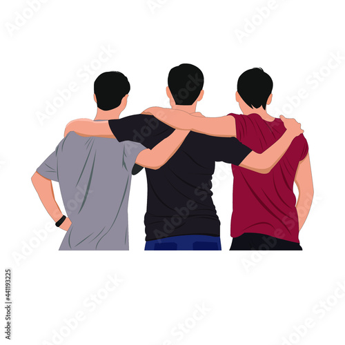 Vector illustration of true friends, best friends, togetherness of friends to old age, office friends