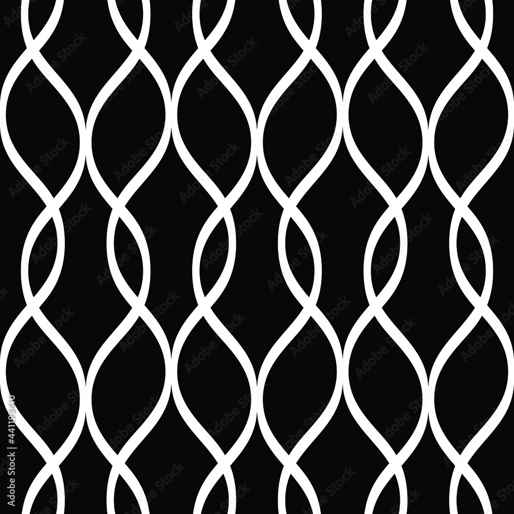 Fototapeta premium Abstract geometric pattern with wavy lines. A seamless vector background. Black and white blue ornament