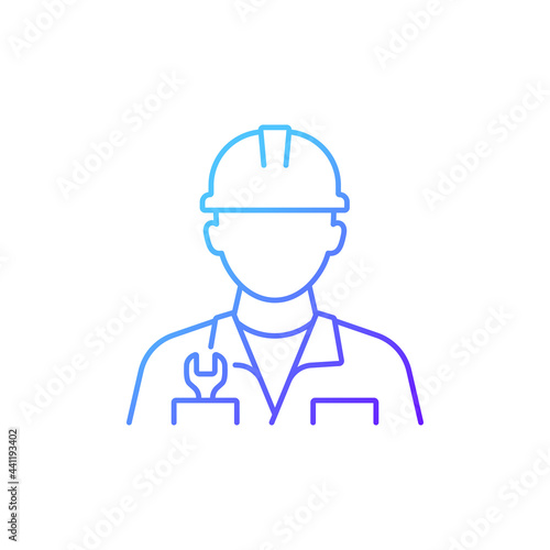 Engineer gradient linear vector icon. Keeping mechanisms in good shape. Navigation and manoeuvring system controling. Thin line color symbols. Modern style pictogram. Vector isolated outline drawing
