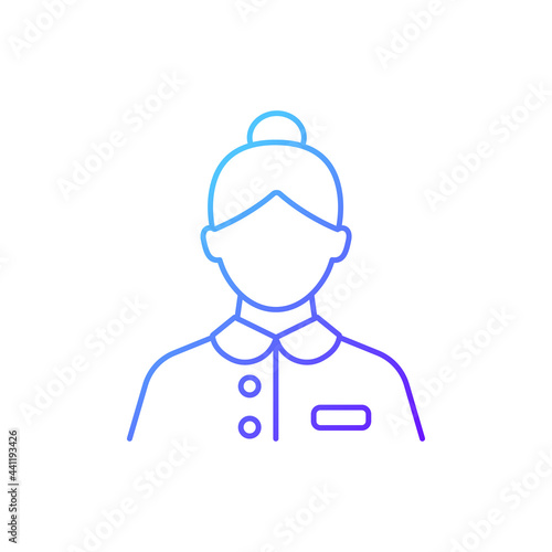 Cabin steward gradient linear vector icon. Cleaning room of passengers during traveling. Helping guests. Thin line color symbols. Modern style pictogram. Vector isolated outline drawing
