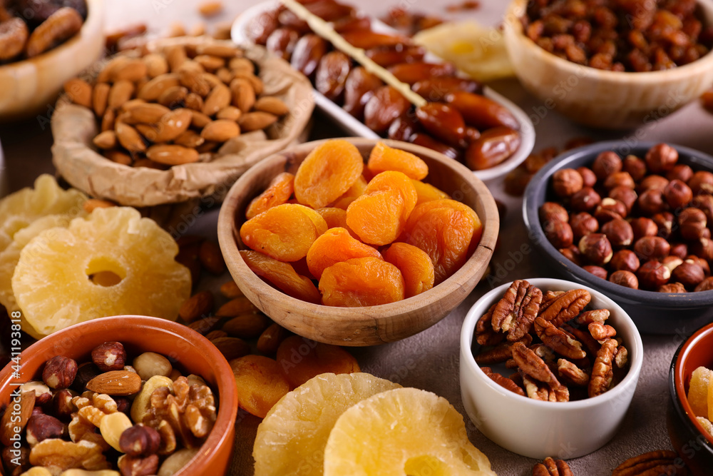 assortment of dry fruits with walnut, almon, fig , raisin assortment of dry fruits with walnut, almon, fig , raisin